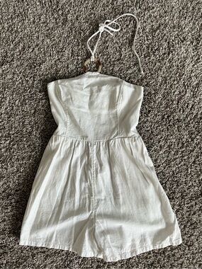 Old Navy Small White Romper with a Halter Neck and a Tortoiseshell ring detail